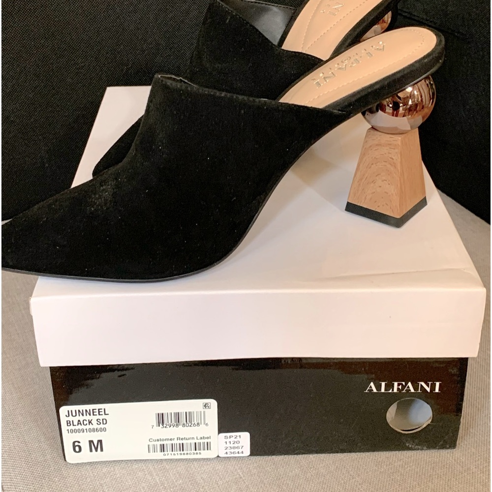 Alfani Black suede mules